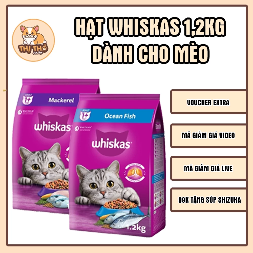 Whiskas Adult Hạt — 1.2kg