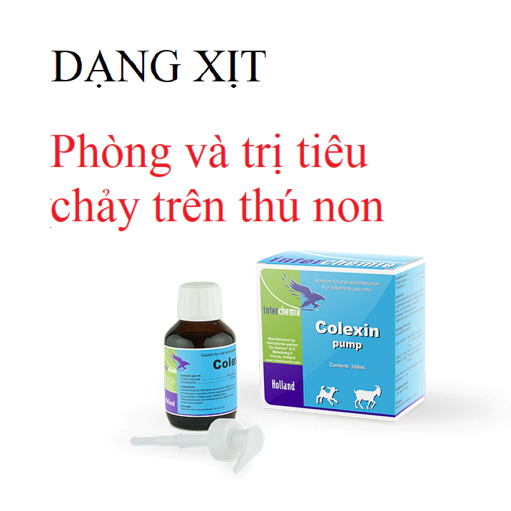 Thuốc thú y dạng xịt Colexin Pump chai 100ml Interchemie trị tiêu hóa tiêu chảy trên chó mèo heo con