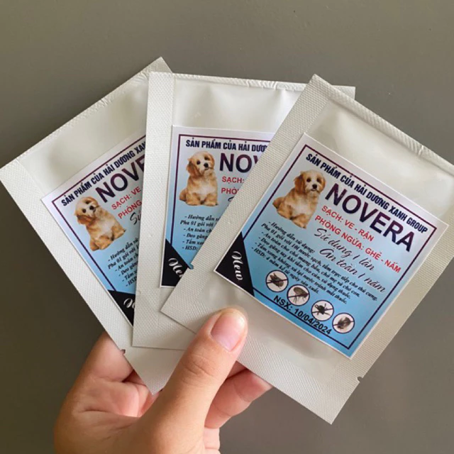[Mua 5 tặng 1] 1 Gói NOVERA Tắm Diệt Ve, Rận, Bọ Chét Và Phun Môi Trường, Phòng Nấm Ghẻ Chó Mèo 1 Năm