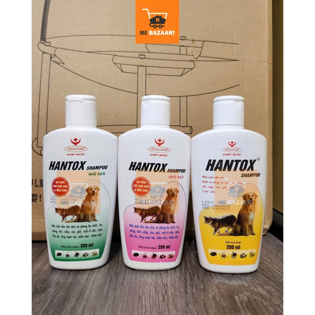 Sữa tắm HANTOX 200ml - Sữa tắm Diệt Ve Rận, Bọ Chét cho Chó Mèo Lớn, Chó Mèo Nhỏ