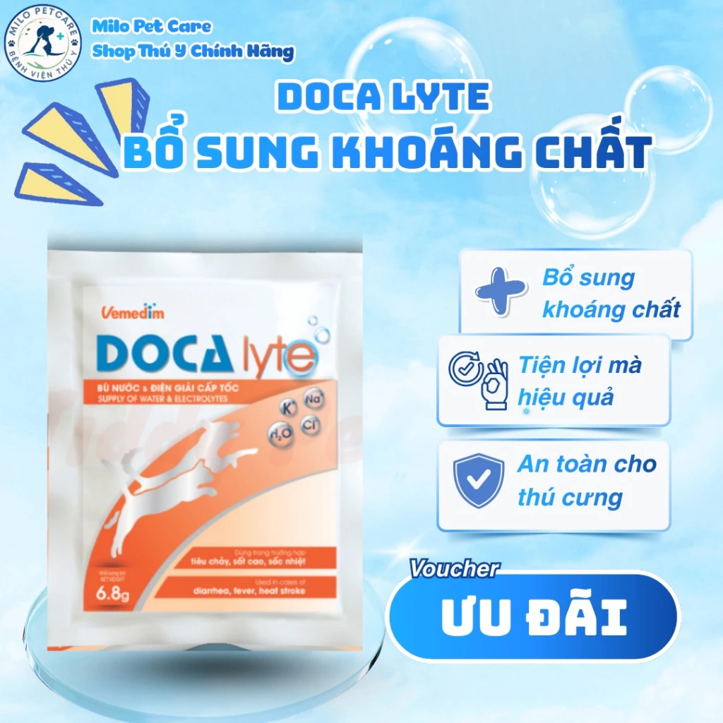 Gói Bù Nước Điện Giải Nhanh Cho Chó Mèo Vemedim Docalyte - Gói Bột Bù Điện Giải TD Pet Care